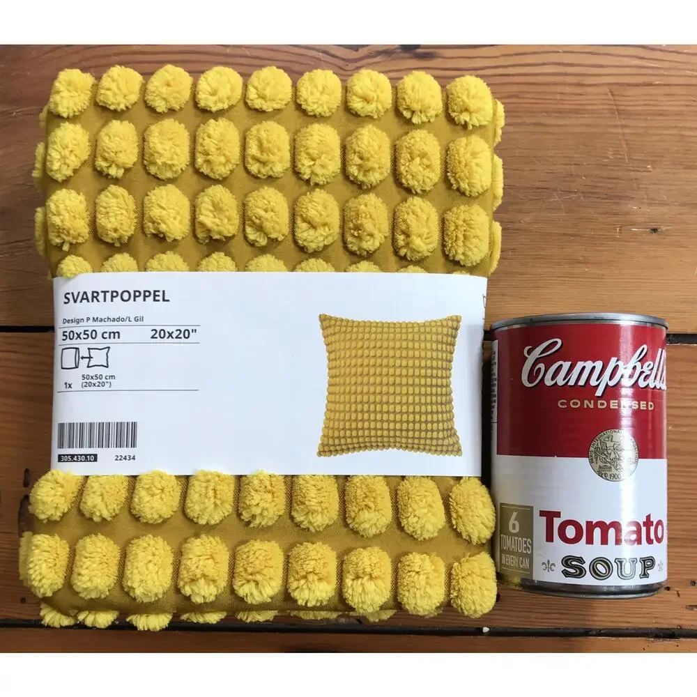 IKEA Svartpoppel Mustard Yellow Puff Pillow Case Cover 20
